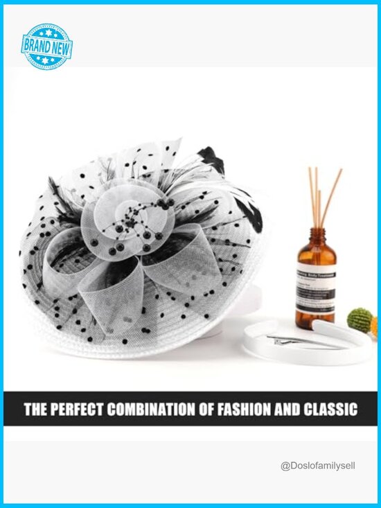 Fascinator Hat with Feathers and Veil for Tea Party Wedding Derby Church main image 5
